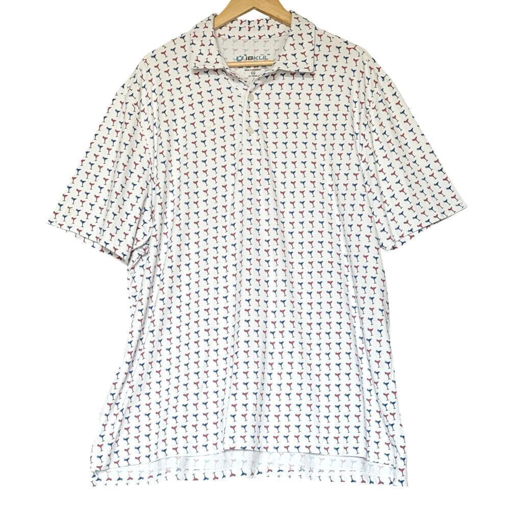 IBKUL Men's Shaken Not Stirred Martini Glass All Over Print Polo UPF 50 Size XXL